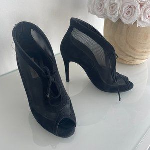 L.K.Bennet purchased in London black suede and mesh heel booties